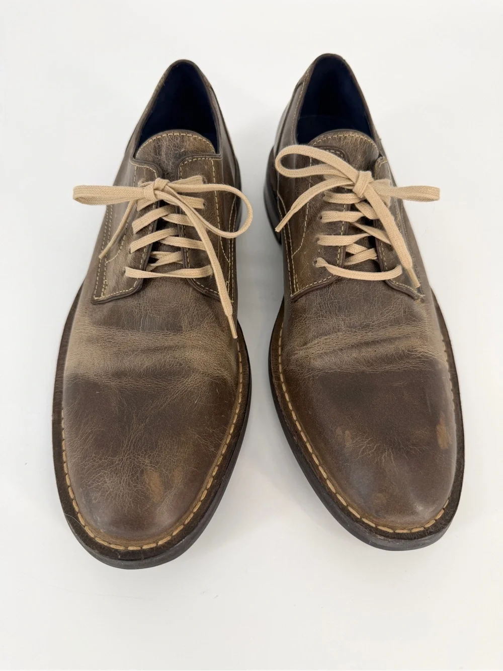 Cole Haan AIR Stratton Distressed Brown Leather Oxford Rugged Lace Up US 8.5M